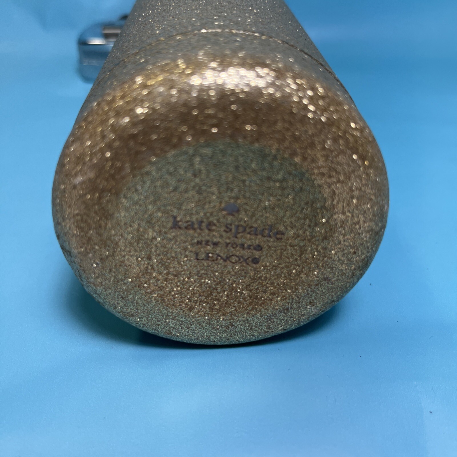 Lenox Kate Spade Gold Glitter Stainless Steel Water Bottle Thermos 17 Oz