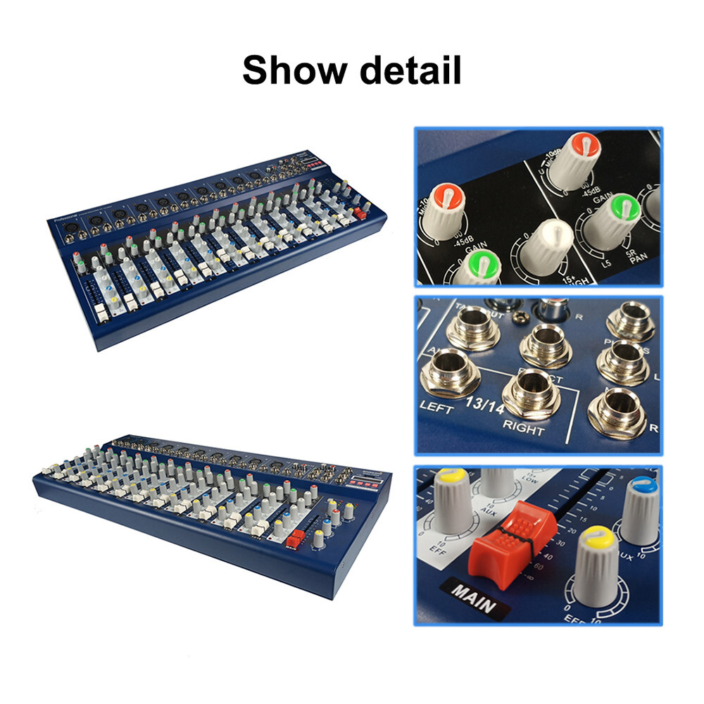 14 Channel Audio Mixer 16 DSP USB bluetooth Stereo Mixing Console Studio System