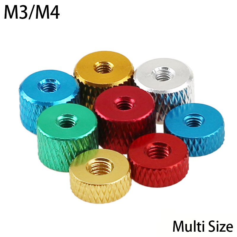 M3/M4 Aluminium Alloy Knurled Thumb Nut Hand Grip Knob Locking Through-Hole Nut