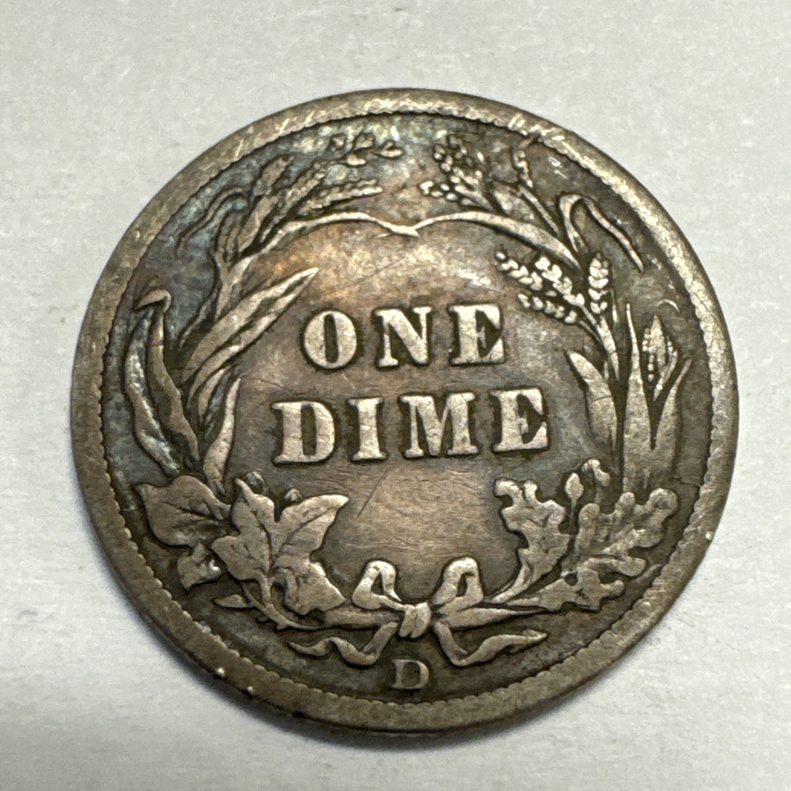 1911-D Barber Silver Dime VF Details Scratched