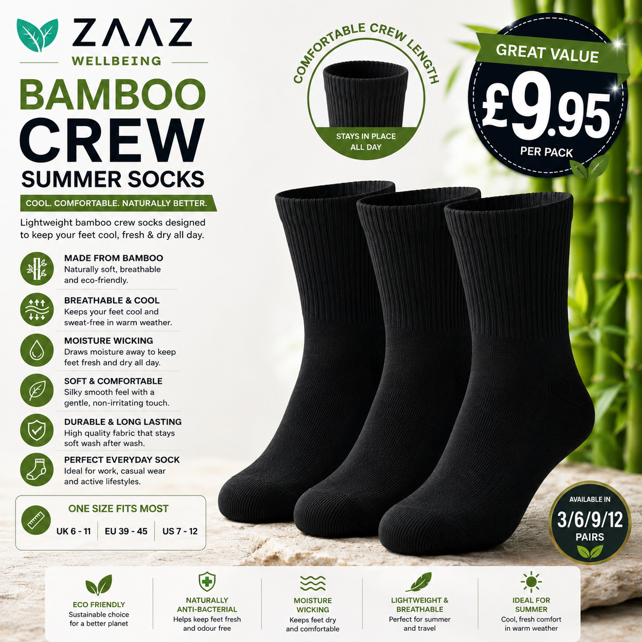 6 or 12 Pairs Men’s Bamboo Extra Wide Diabetic Socks Loose Non‑Elastic Soft Top