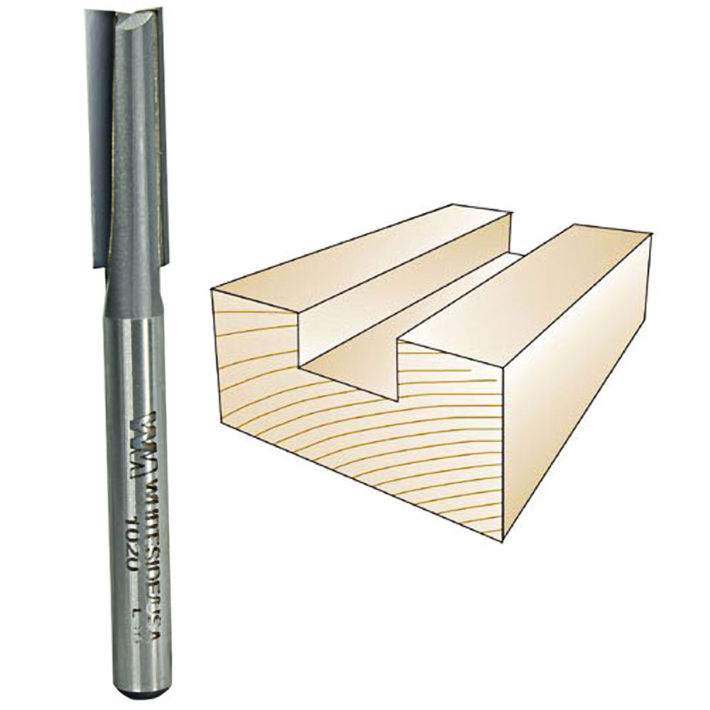 Whiteside 1020 Straight Bit, 1/4 in. SH x 5/16 in. CD x 1 in. CL