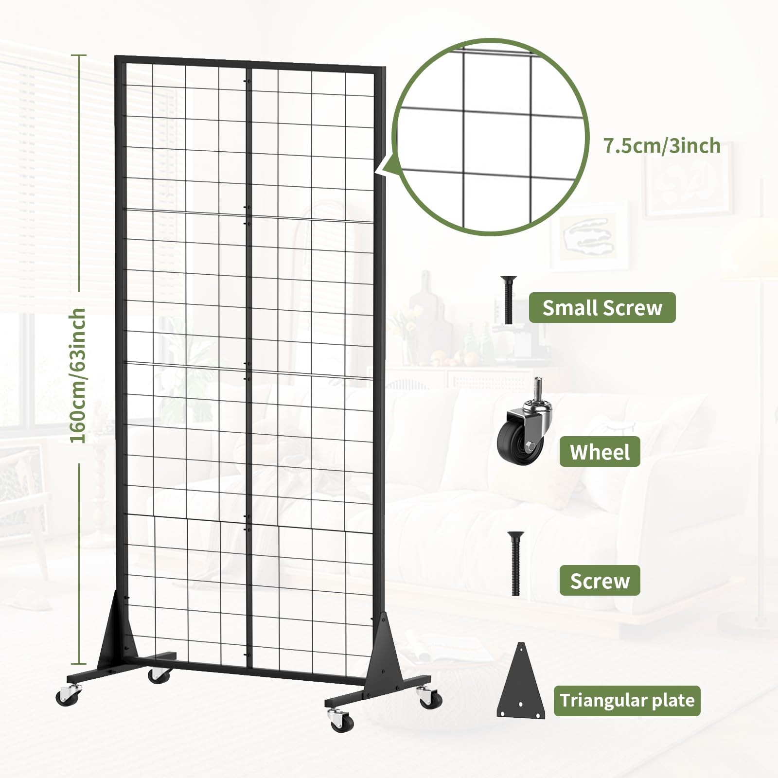 1-Pack Grid Wall Panels, 2' X 5.5' Ft Gridwall Panel Display Stand, Heavy Mov...
