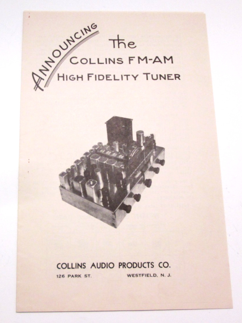 Collins FM-AM High Fidelity Tuner Product Announcement  Brochure