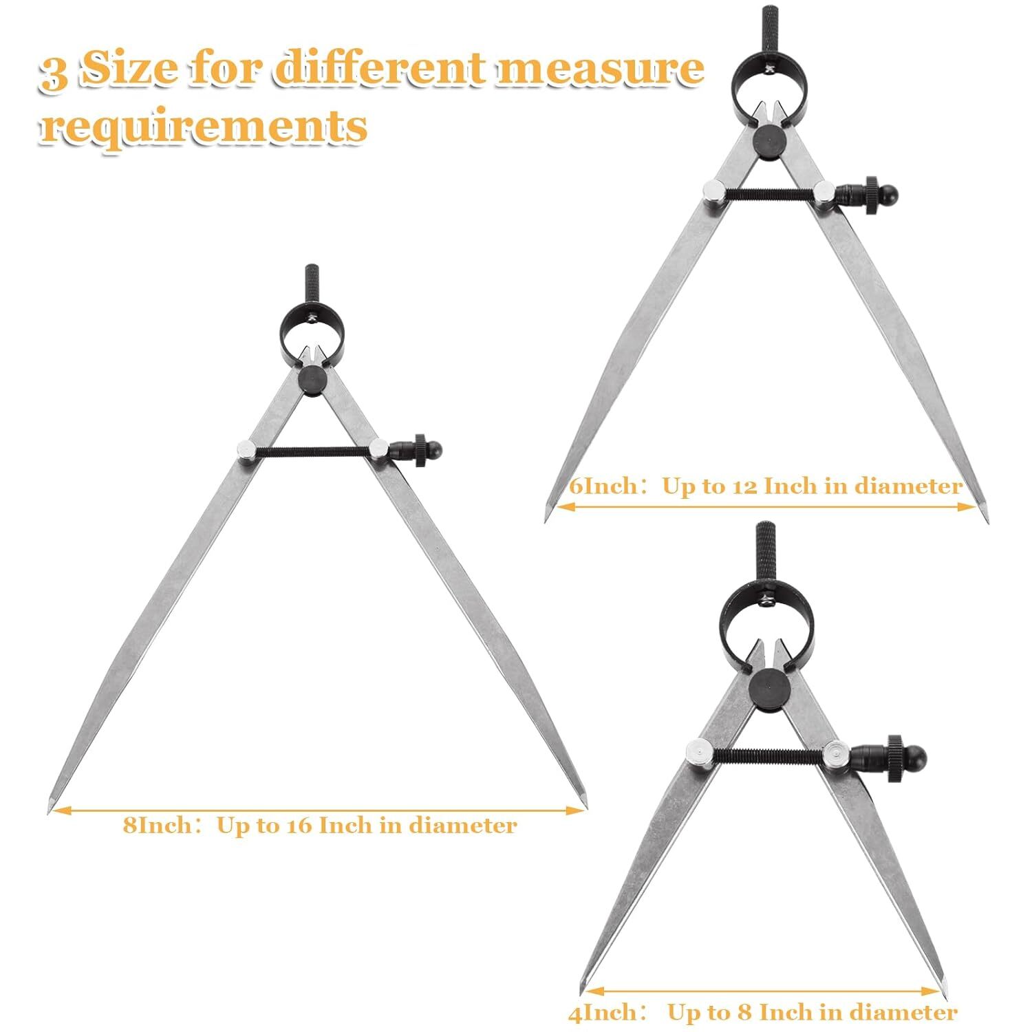 Adjustable Lockable Spring Compass Leather Wing Divider 4/6/8 in Measuring Tool