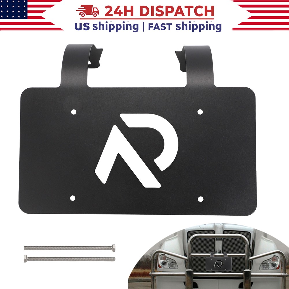 For Freightliner Volvo Kenworth Truck Deer Guard License Plate Holder 3'' BLACK
