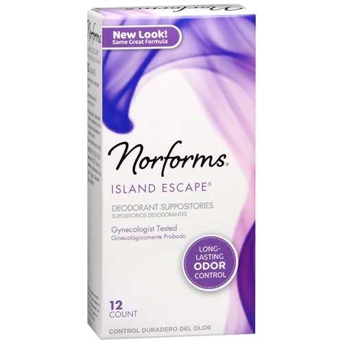 Norforms Feminine Deodorant Suppositories Island Escape 12 ea (Pack Of 3 Boxes