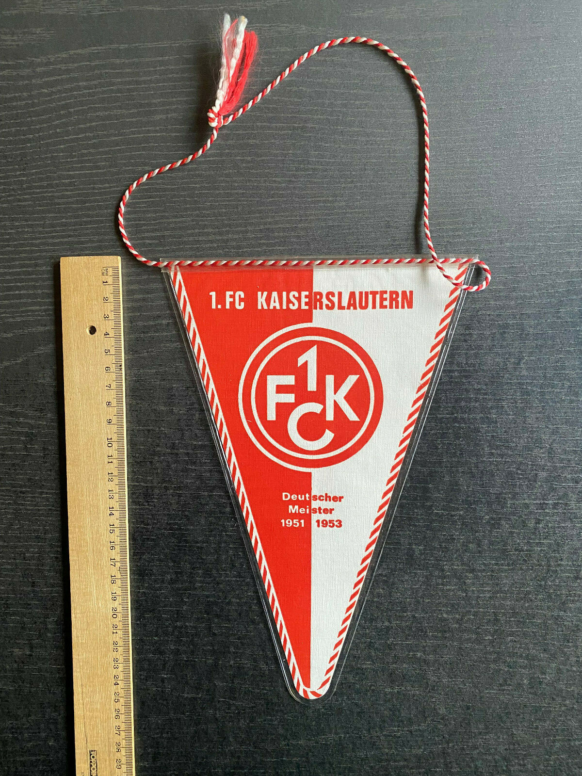Age Pennant 1. FC Kaiserslautern - German Master 1951 And 1953, 17 X 25 CM