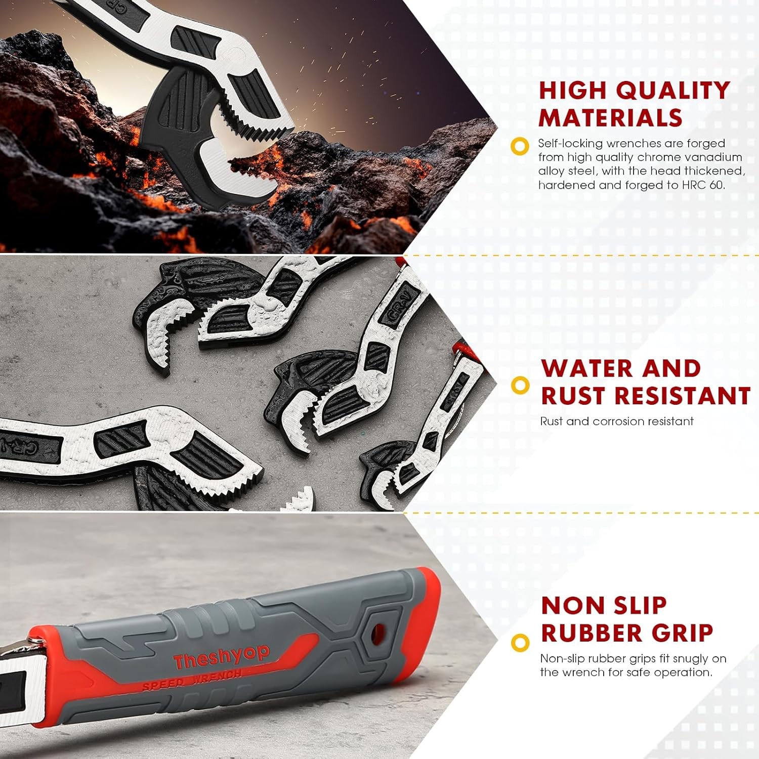 Multifunctional Self Locking Adjustable Pipe Wrench 8 Inch Plumbers Tool