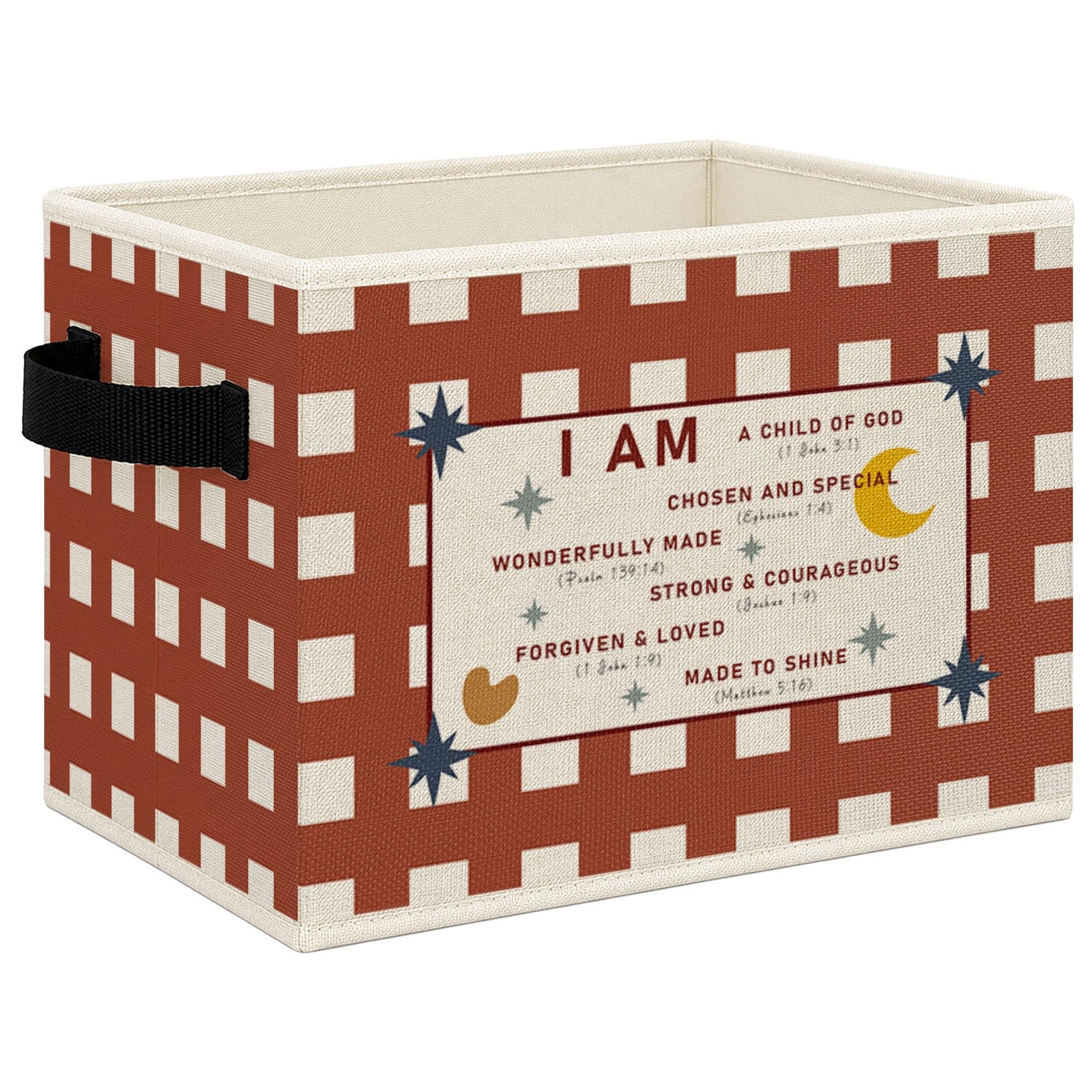 Inspirational Christian Nursery Foldable Storage Bins Box with Handles, Bible...