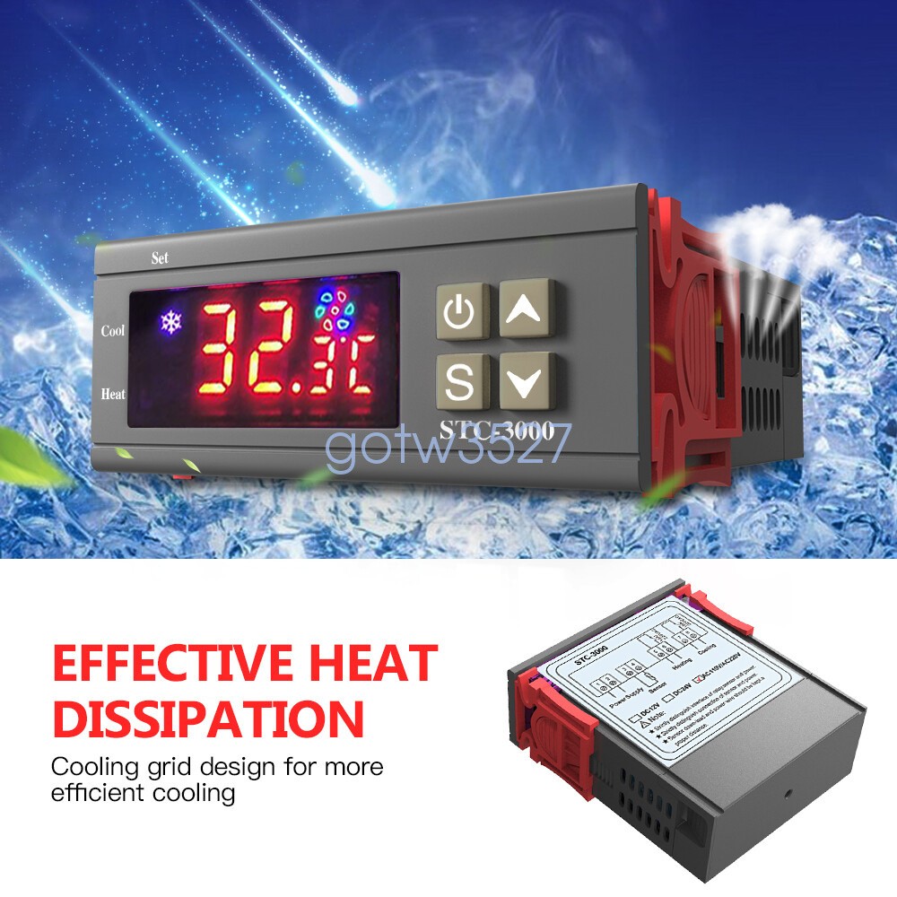 STC-3000 AC110V-220V Digital Temperature Controller Thermostat + Sensor Probe