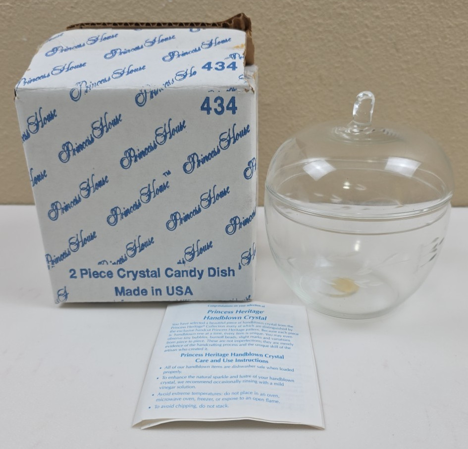 Princess House Heritage 2 Piece Crystal Apple Candy Dish Made In The U.S.A