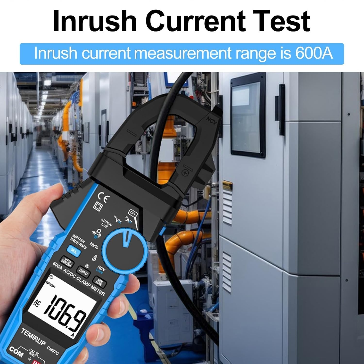 Digital Inrush Clamp Meter Multimeter, T-RMS 6000 Counts 600A Current Amp Vol...
