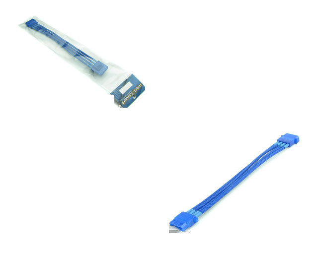 Mod Smart Kobra Cable 4pin Molex EZ Pinch Molex Extension 8 Inch UV Blue