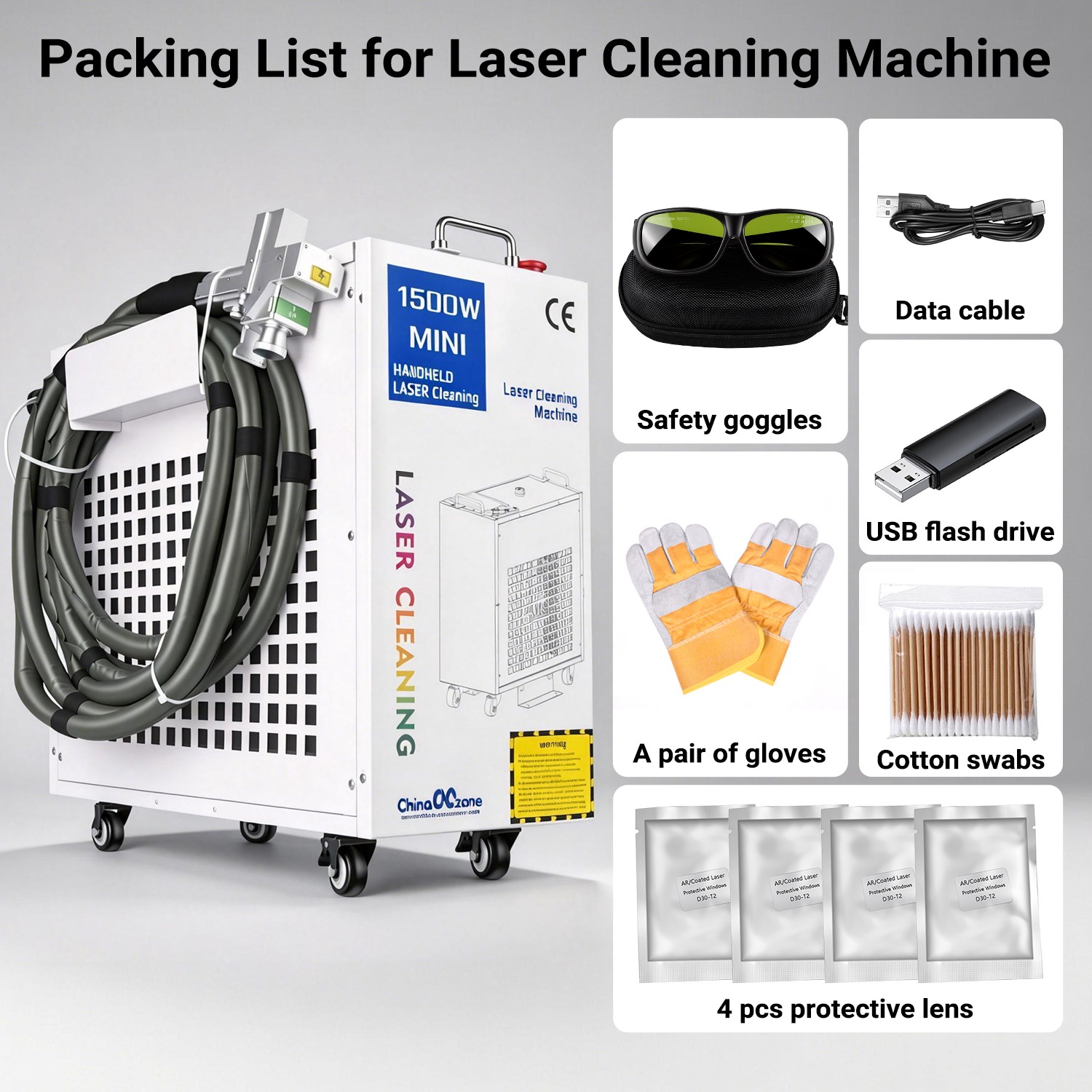 2000W Handheld Laser Cleaning Machine 9 clean modes Rust Paint Oxide Remover US