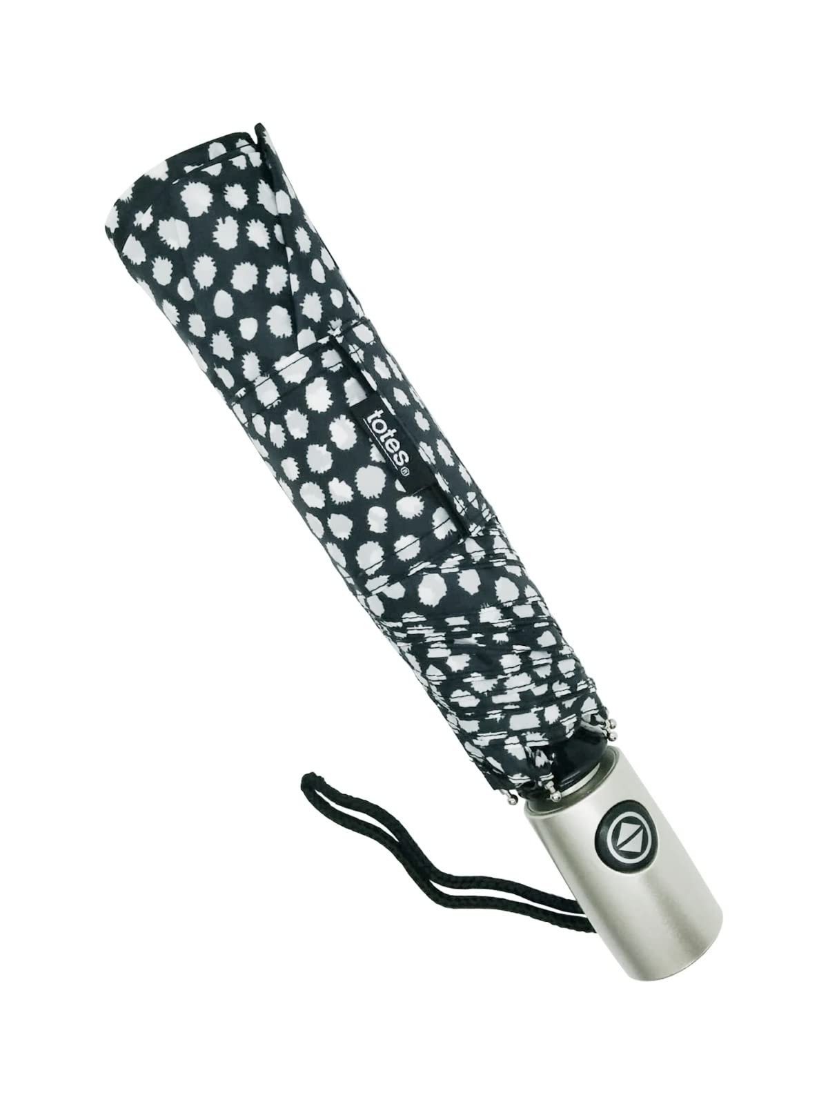 Totes NeverWet technology, Auto Open Close Medium, Black With White Dots
