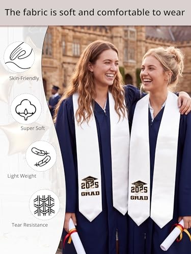 Graduation Stole Class of 2026 Adults Sublimation Congrat Graduate Honor White