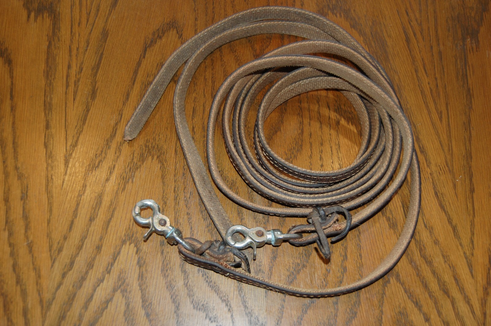 Vintage - Pair of Leather & Canvas Quick-Release 80" Reins