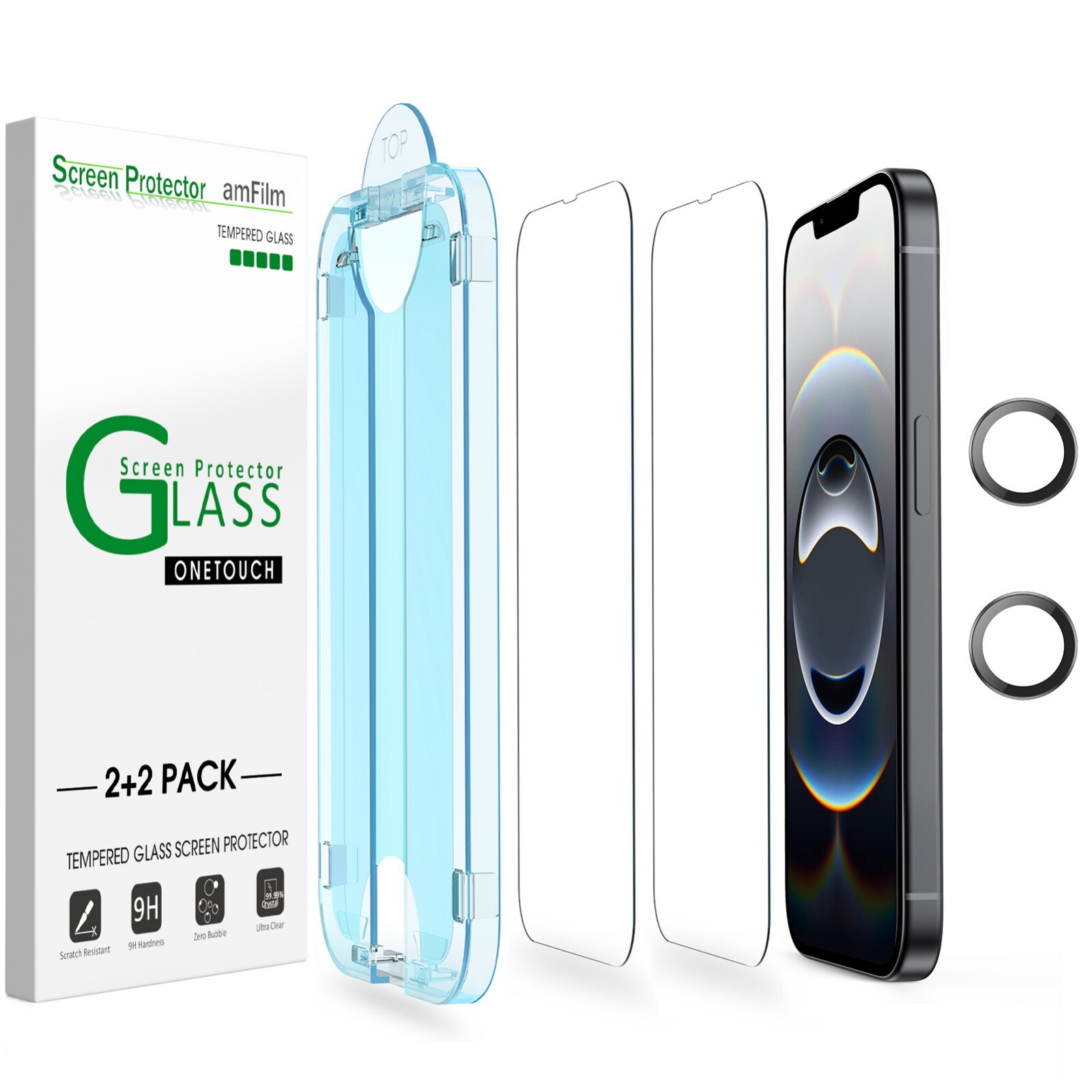 amFilm iPhone 16e/ 17e 6.1'' Screen Protector + Camera Lens Protector[2+2 Pack]