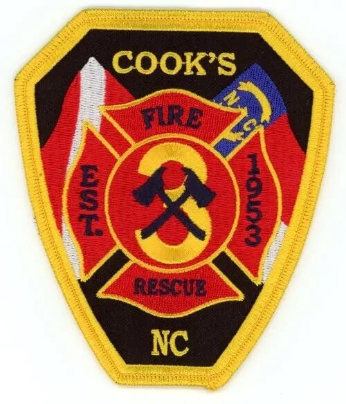 NORTH CAROLINA NC COOKS FIRE DEPARTMENT NICE SHOULDER PATCH POLICE SHERIFF