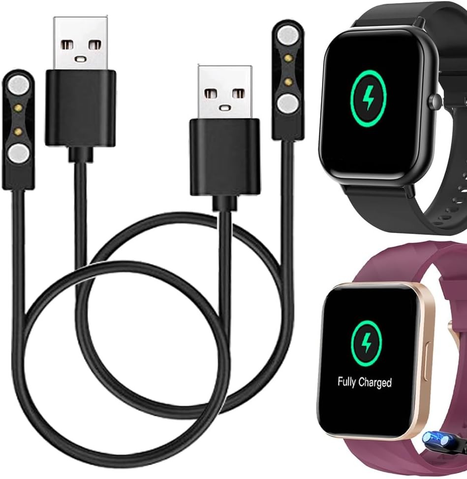 Smart Watch Cables Compatible with RUIMEN D1 1.85” Smartwatch, 2-Pack, Black