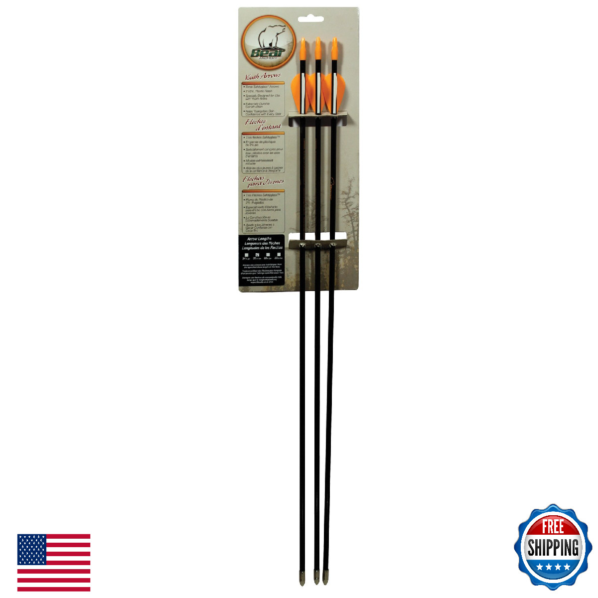 Bear Archery Youth Safetyglass Arrows, 26-Inch - 3 Pack | AS3800003