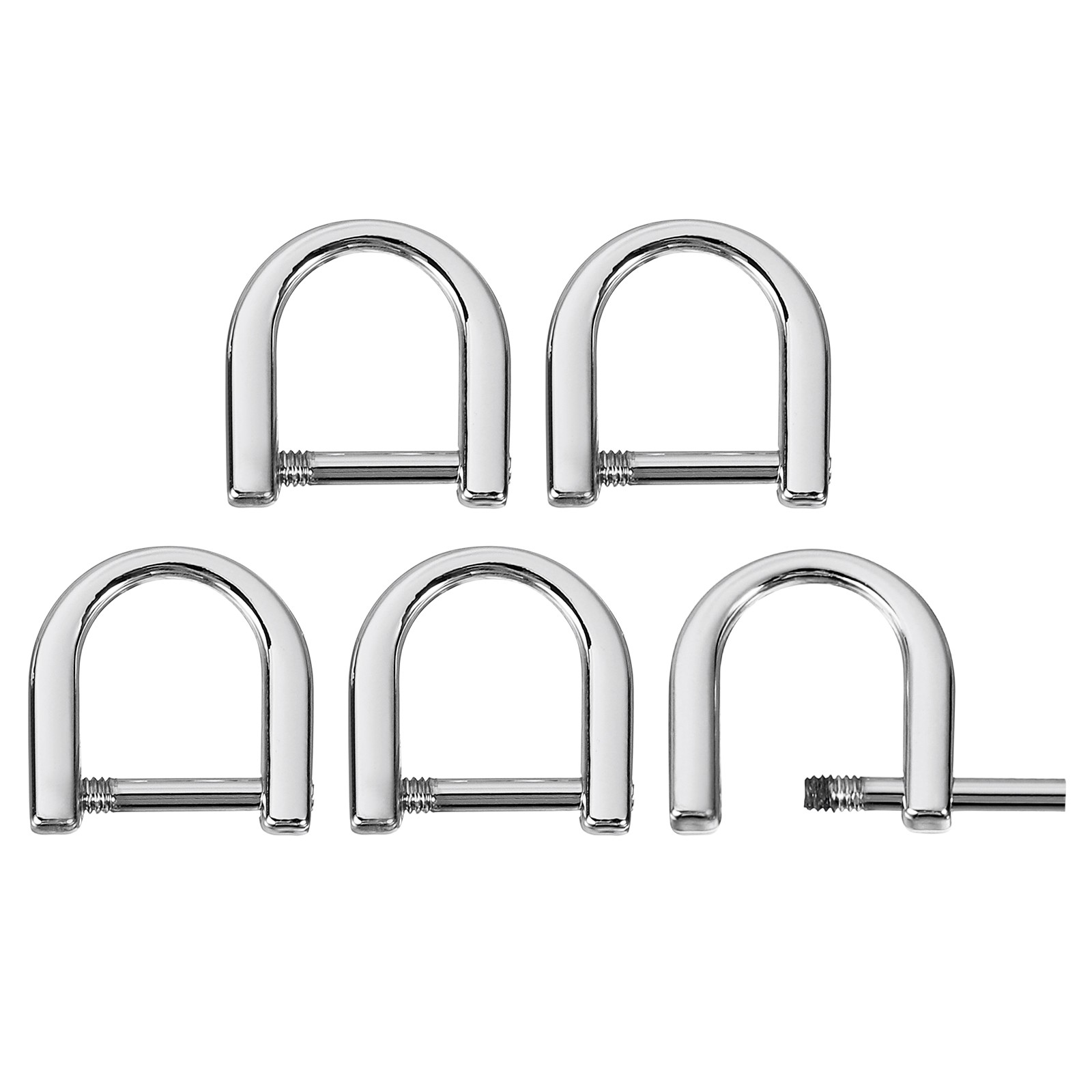 D-Rings Screw in Shackle, 5Pcs 9mm U Shape D Ring for Purse Bag DIY, Silver