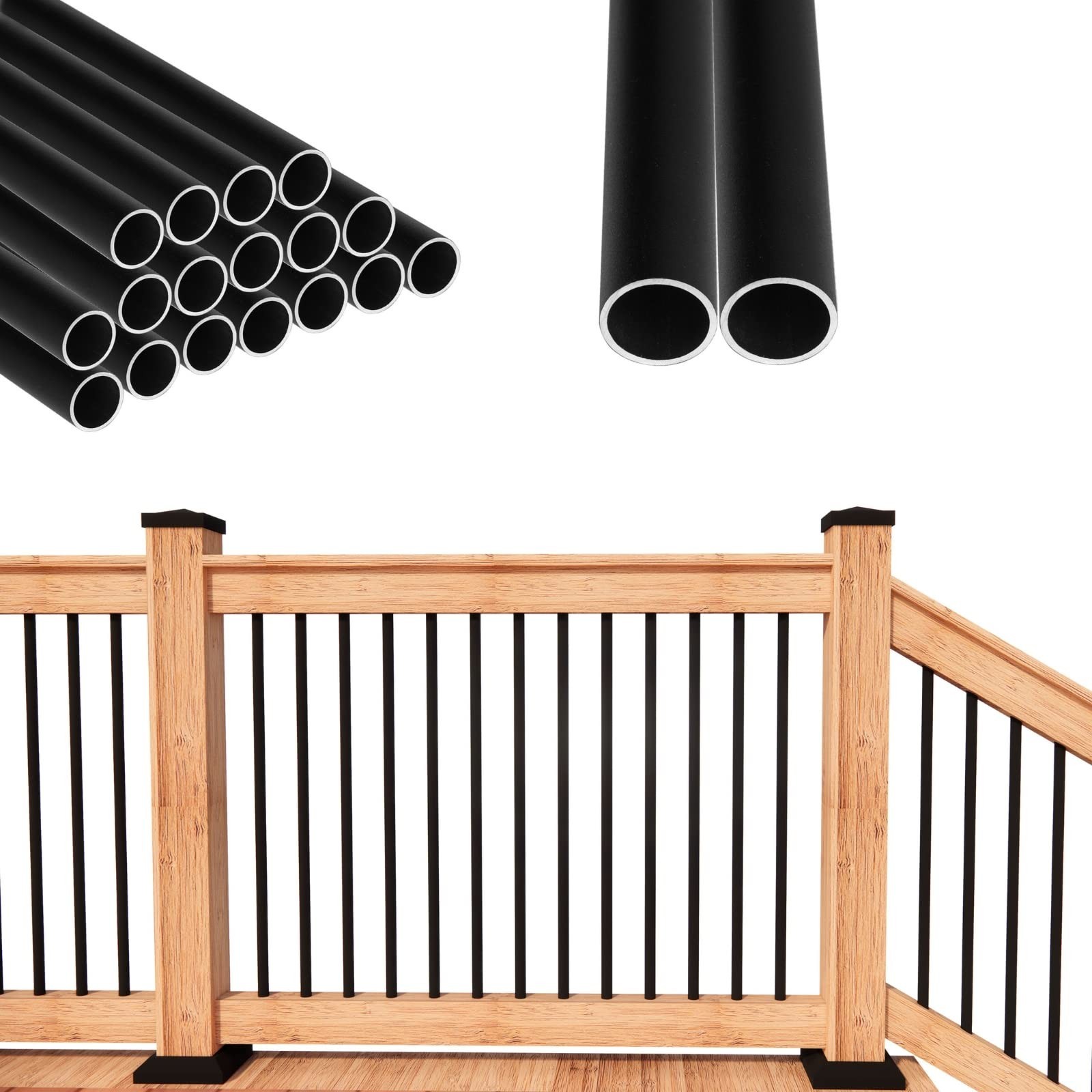 36" x 3/4 Aluminum Deck Balusters- Indoor Outdoor Metal Deck Railing Sprindle...