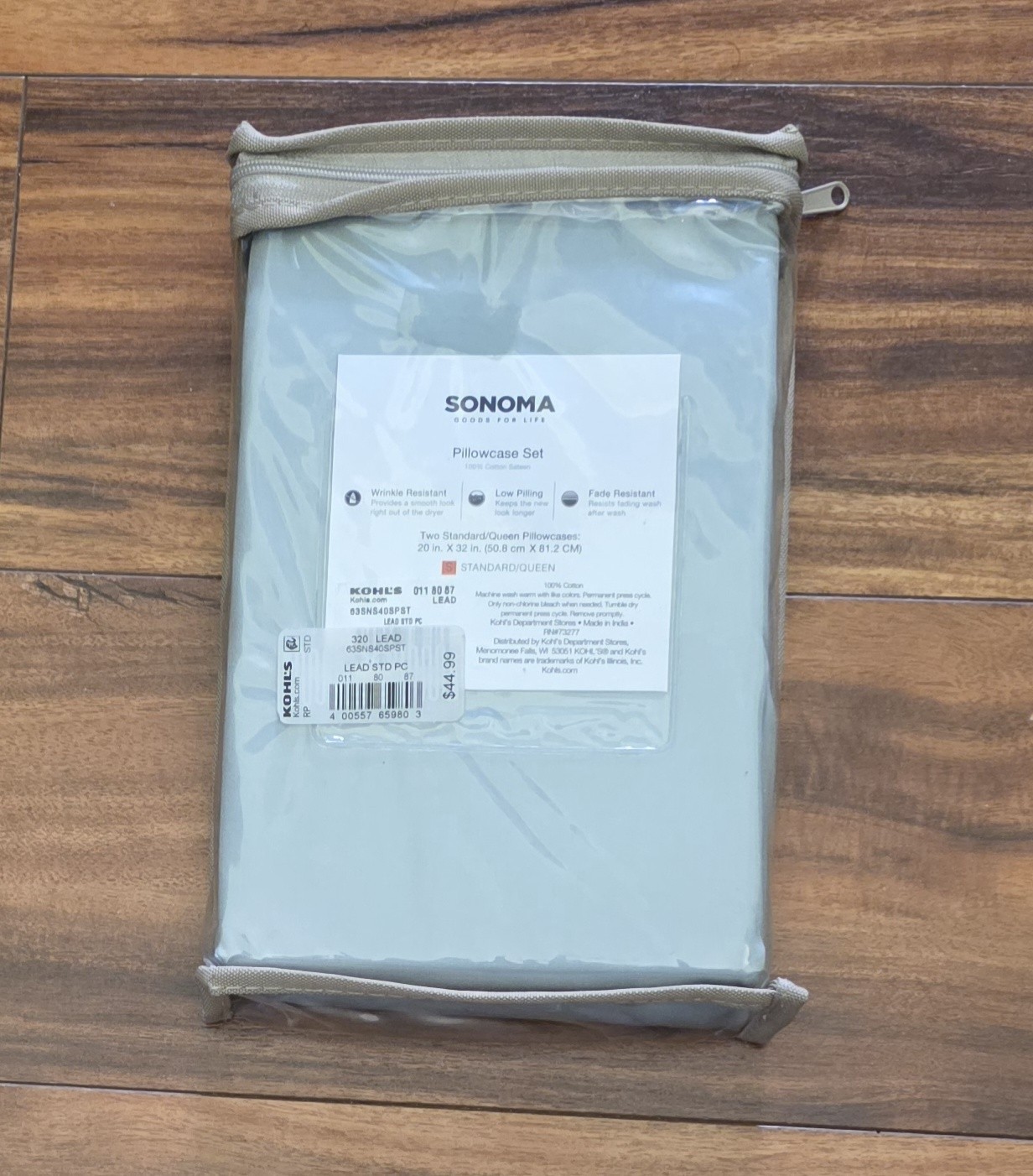 Sonoma Pillowcas Set ~ Standard Queen 20 x 32 ~ Gray ~ 400 Thread Count