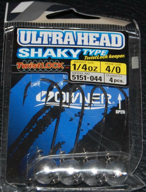 OWNER Ultra Heads Shaky Head Type 5151-044 Size 4/0 Hooks 1/4 oz Weight 4 pack