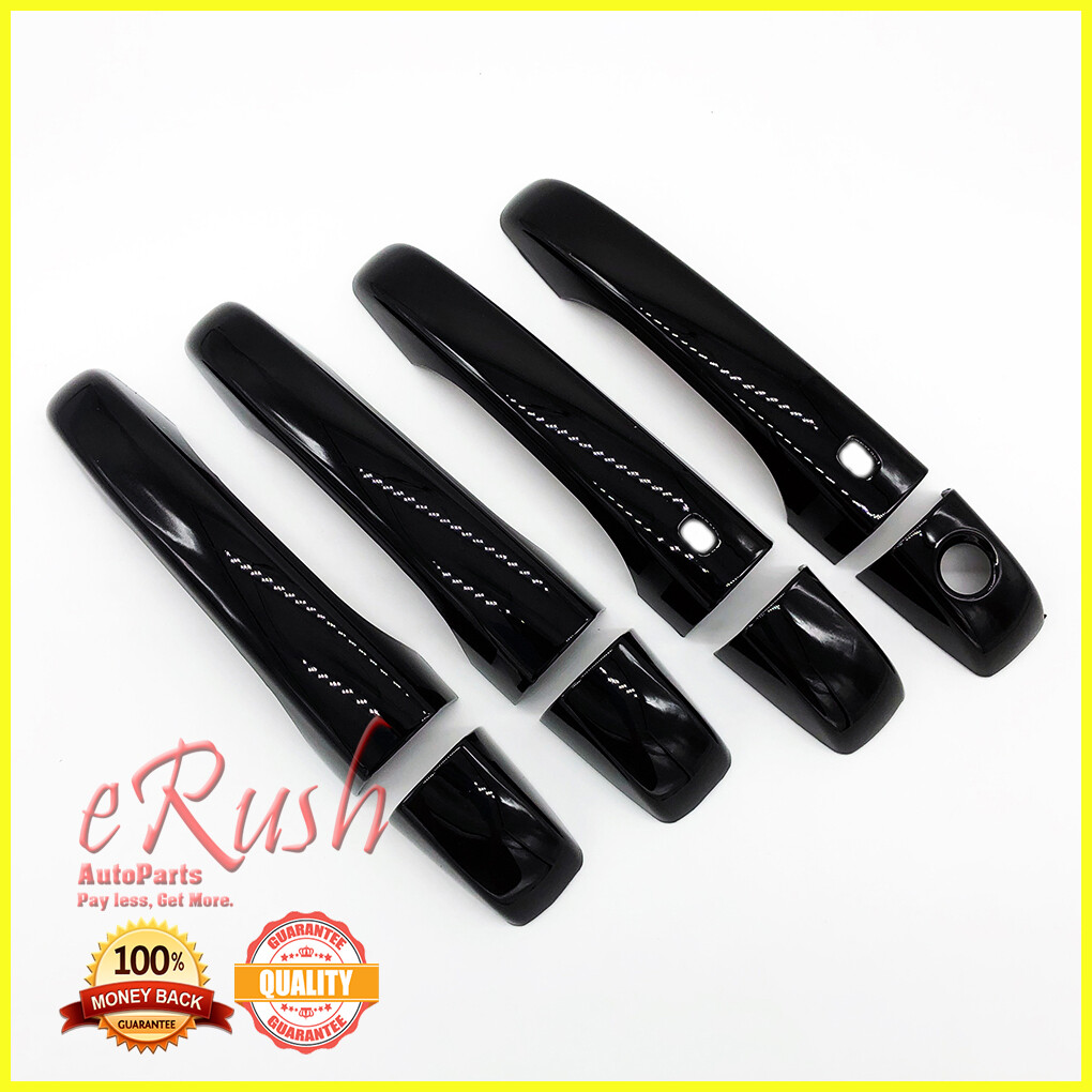 FOR 2011-14 CHRYSLER 300 8PCS GLOSSY BLACK HANDLE COVERS OVERLAY W/ 2 SMK CUT