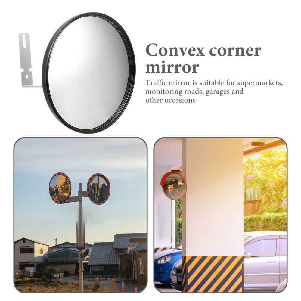Security Mirror Corner Supermarket Surveillance Road Wide Angle View Garage