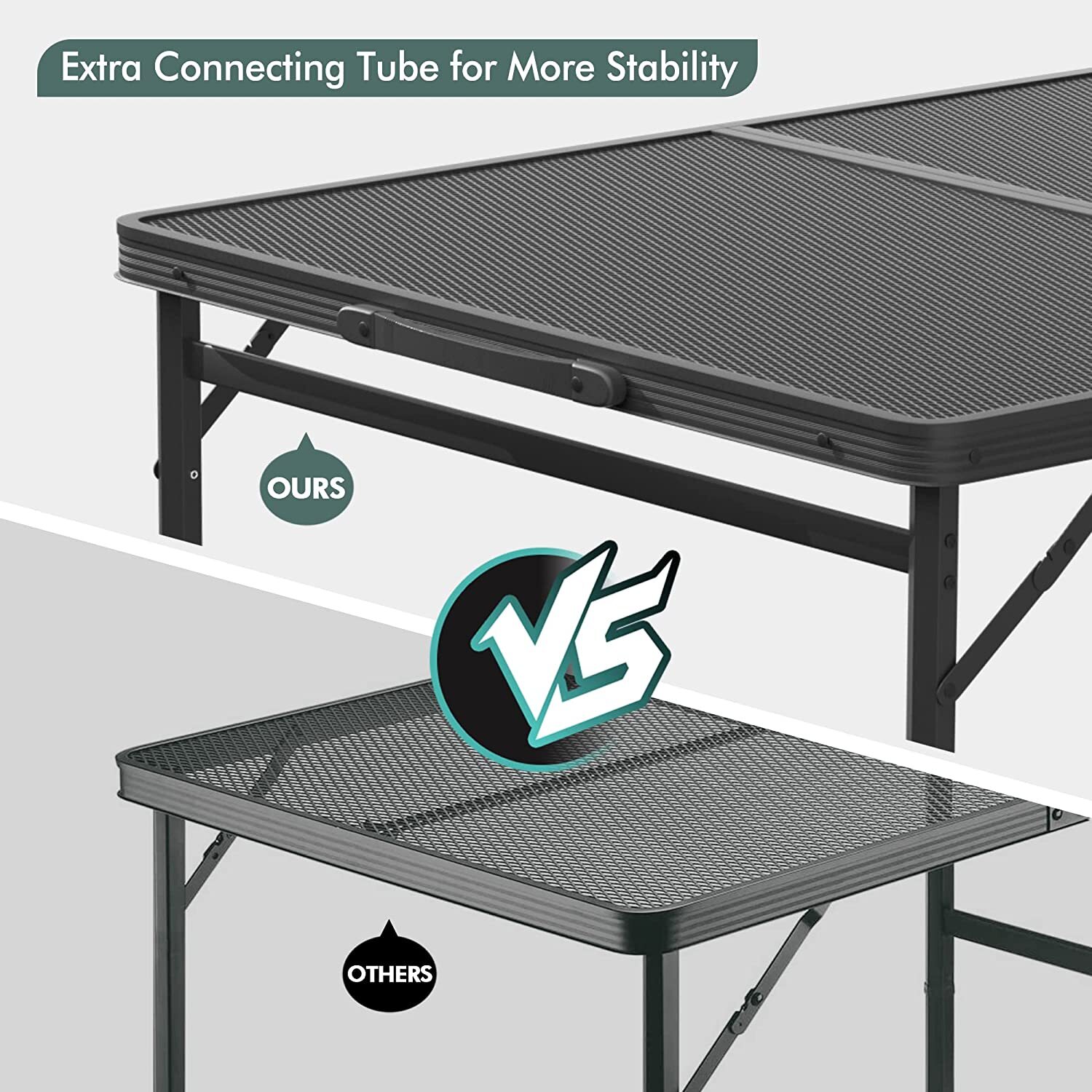 3ft Picnic Grill Table Portable Folding Camping Table w/Aluminum Adjustable Legs