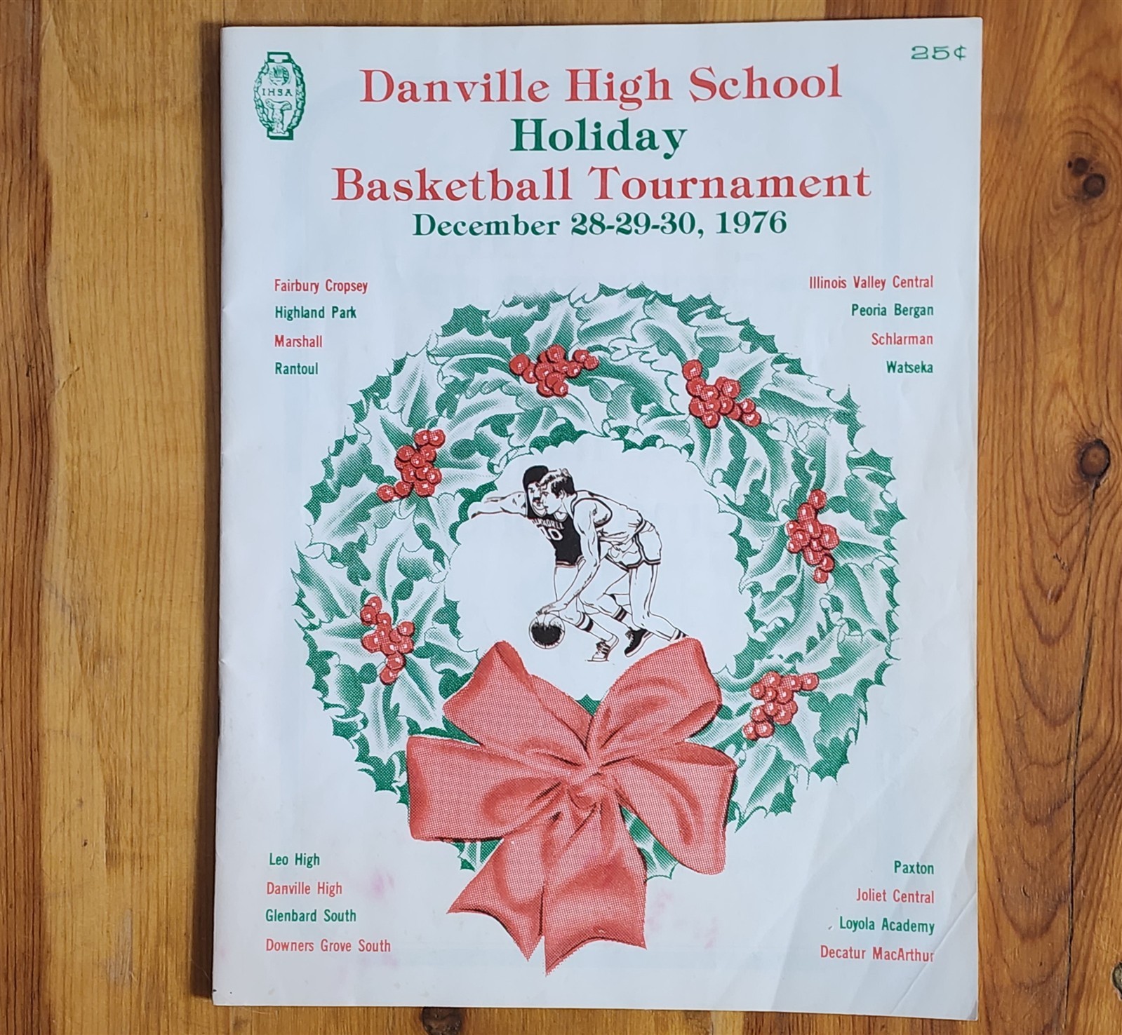 1976 DANVILLE ILLINOIS HIGH SCHOOL BASKETBALL HOLIDAY TOURNAMET PROGRAM COMPLET