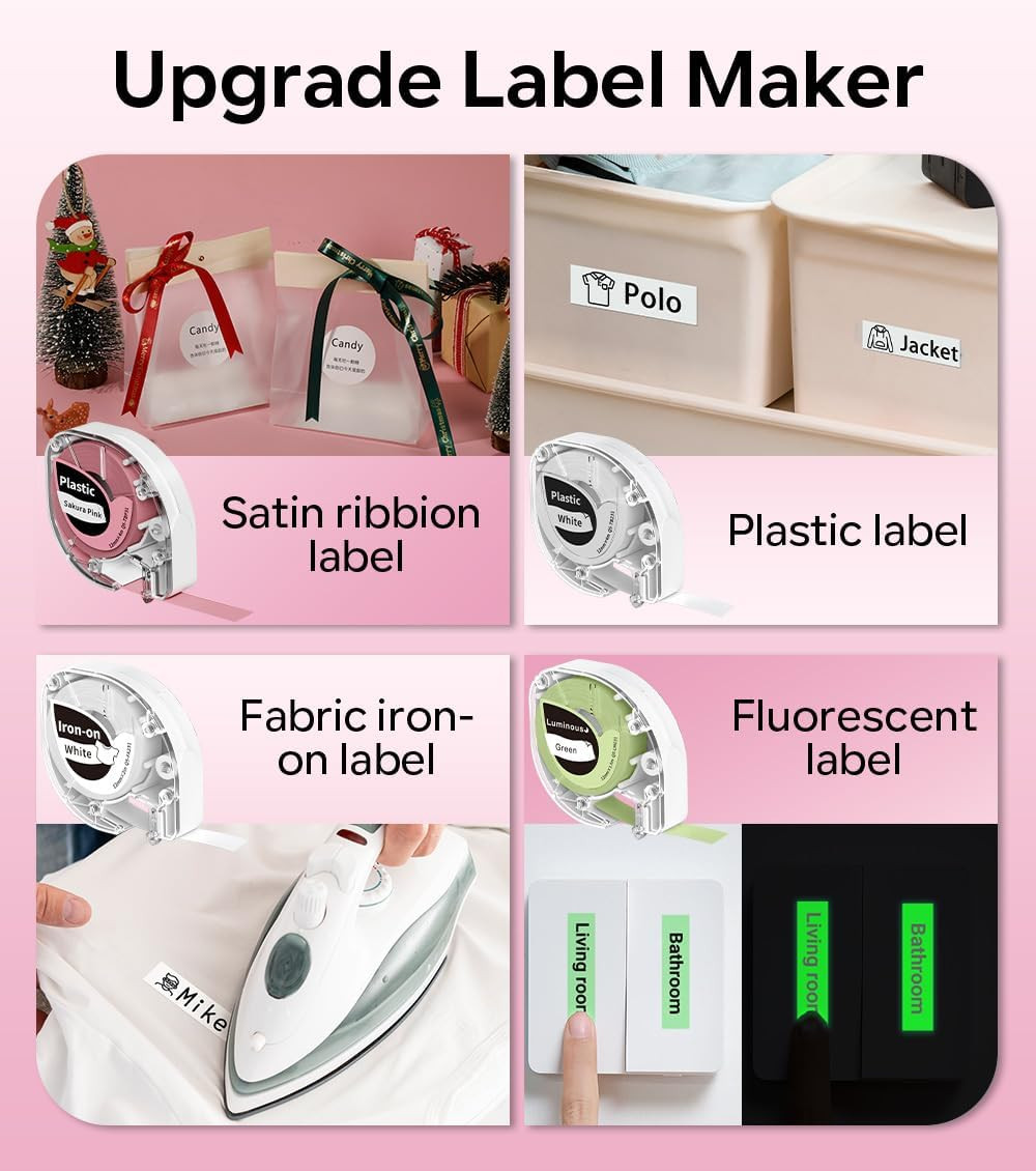 Label Maker Machine with Tape, P12 Ribbon Printer Machine Small Bluetooth Label