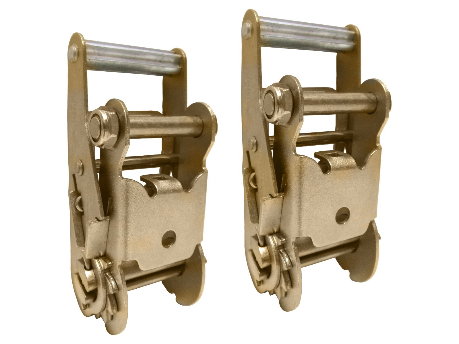 2 Pack 2" Short Handle Ratchet with Double Lock, Yellow Zinc, WLL 4000 lbs Heavy