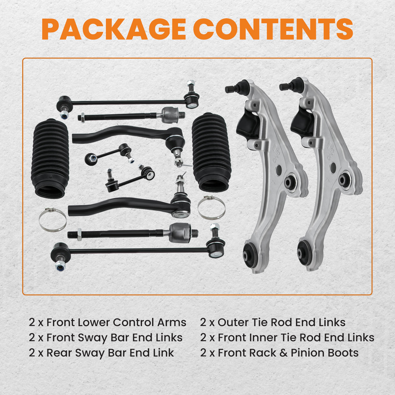 12pcs Front Lower Control Arm w/Ball Joints Tie Rod for Nissan Maxima 2009-2014