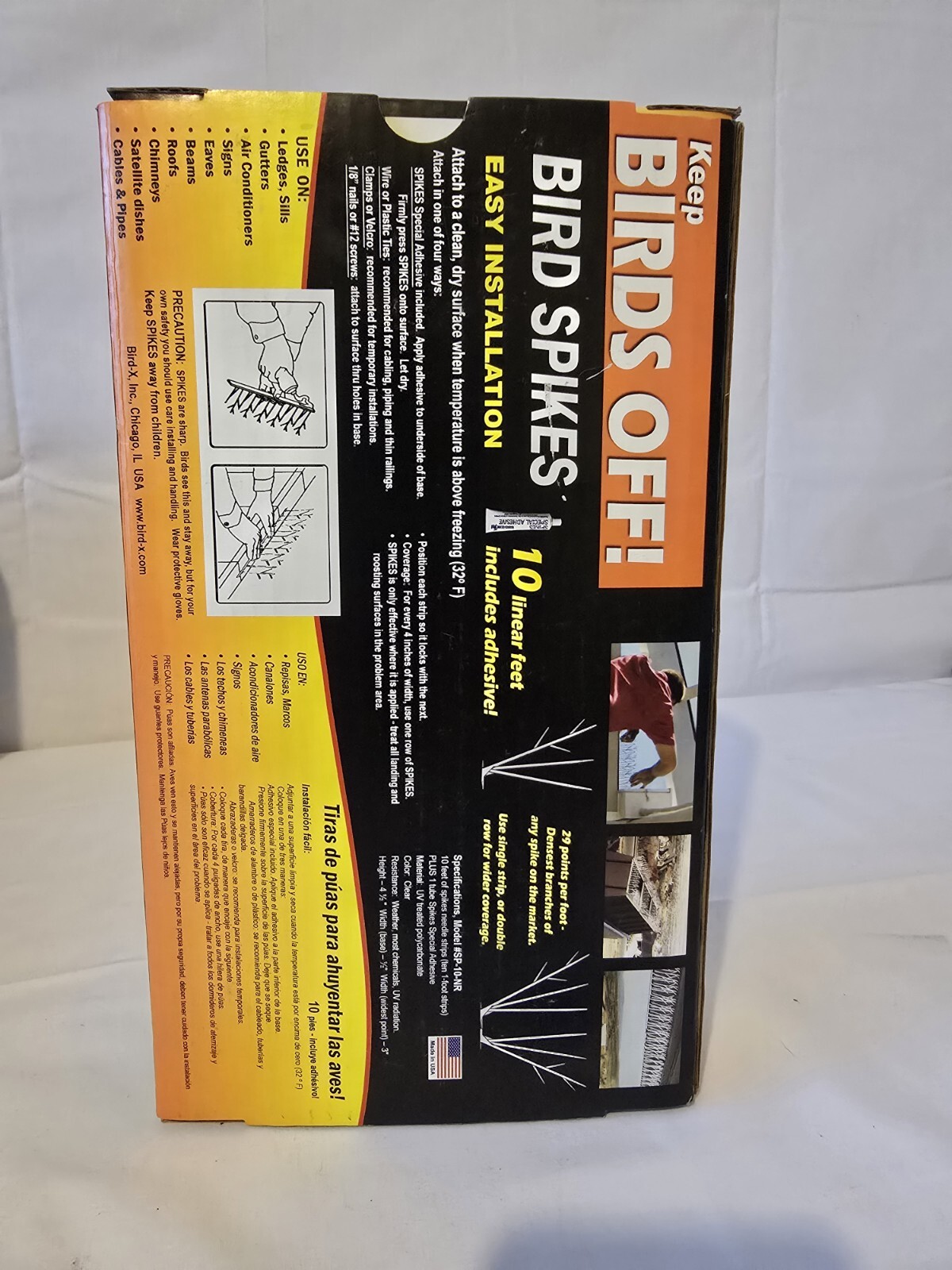 Bird-X Plastic Polycarbonate Bird Spikes Kit with Adhesive Glue 10 Ft Block Bird