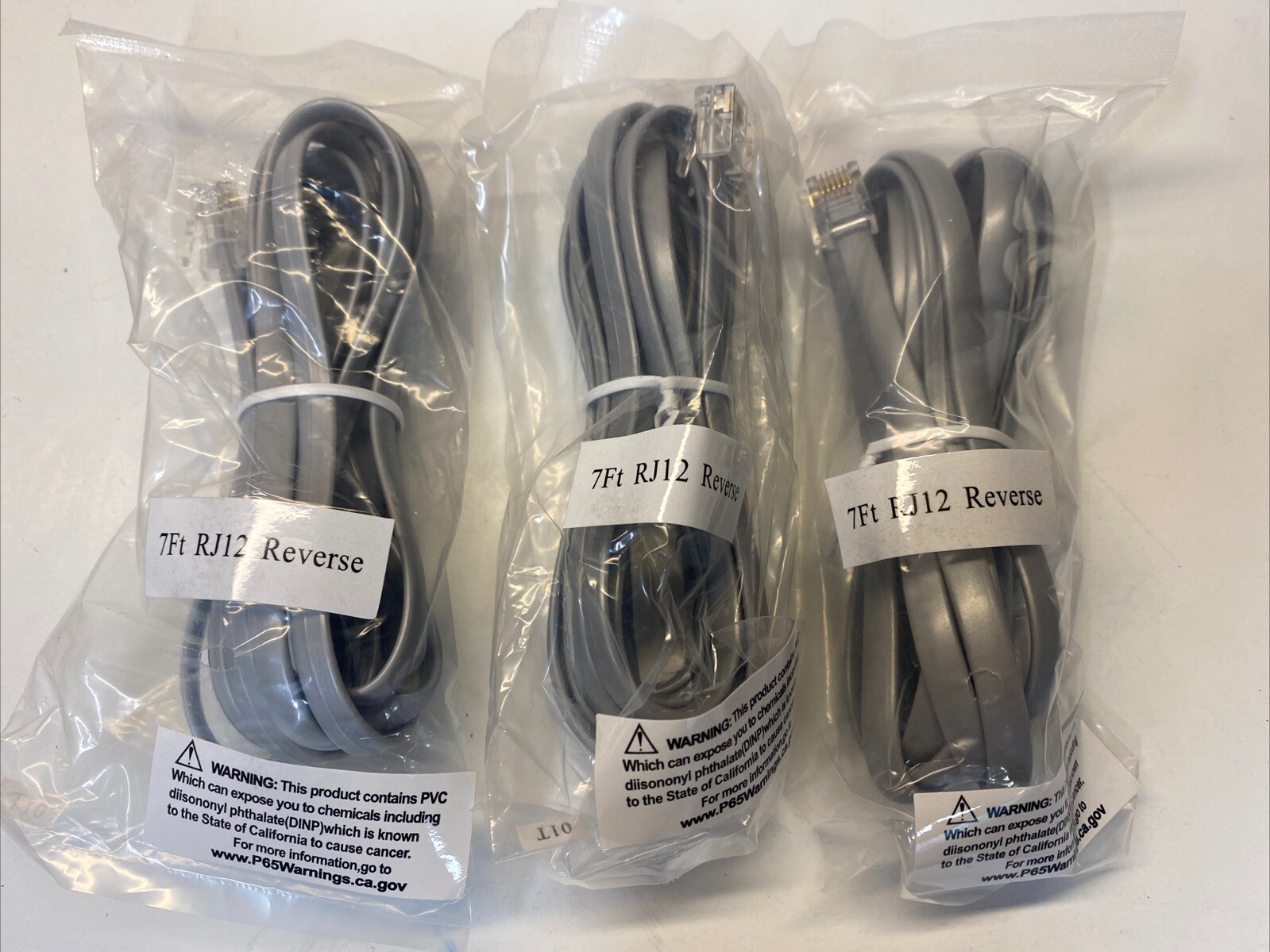 7Ft RJ12 Modular Cable Reverse Lot Of 3