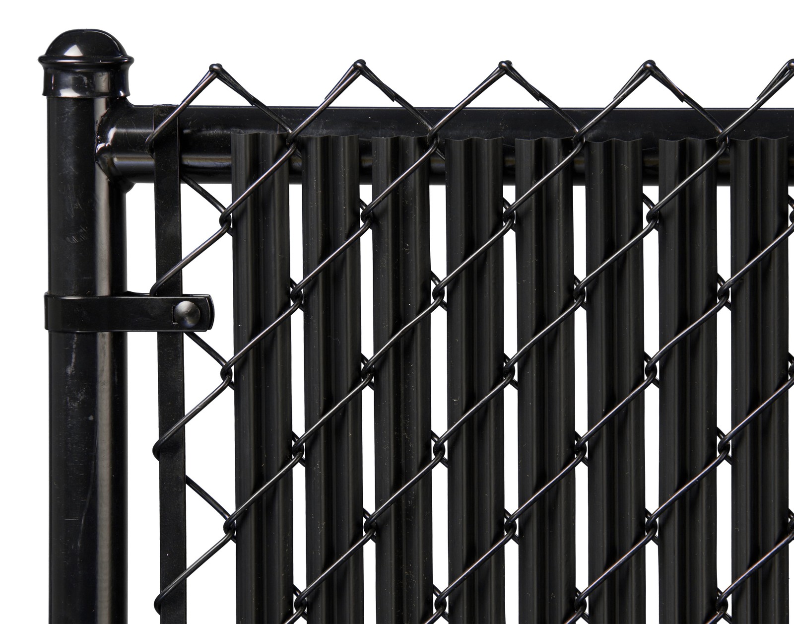 4 Foot Black Ridged Slat Fence Chain Link W/ Heavy Duty & Privacy Slats