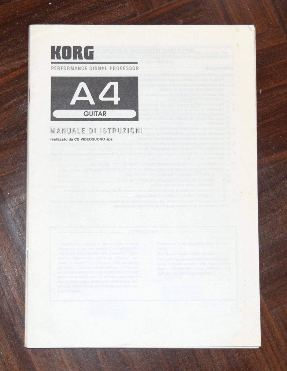 KORG A4 Guitar Instruction Manual in ITALIAN - User Manual - User Manual