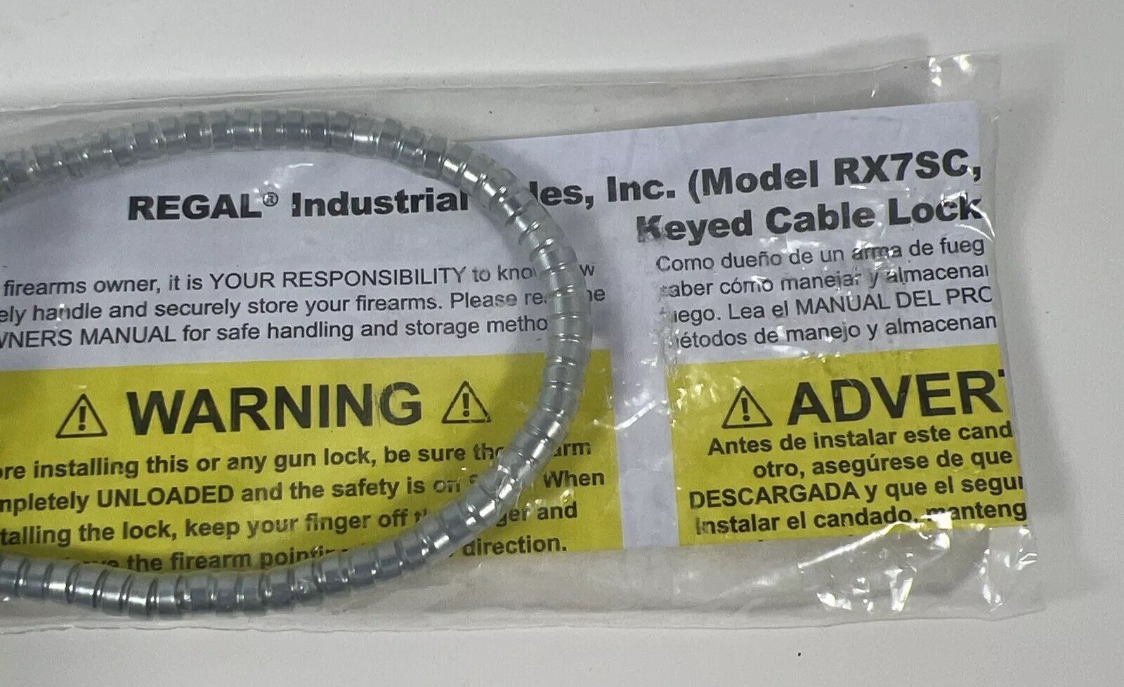 Cable Lock Universal for Firearms Black, NIP Manual & 2 Keys