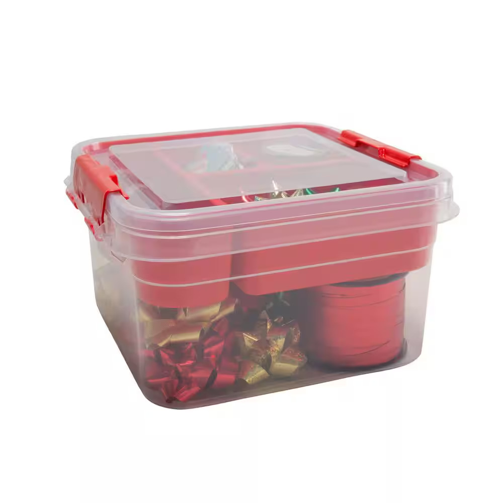 5 Compartment Gift Supply Storage Box in Red