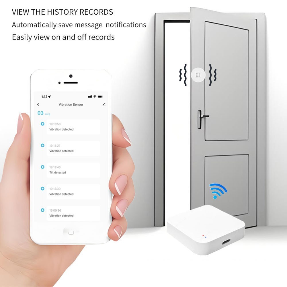 Home Security Enhanced by For Tuya Compatible Smart Vibration Detection Sensors
