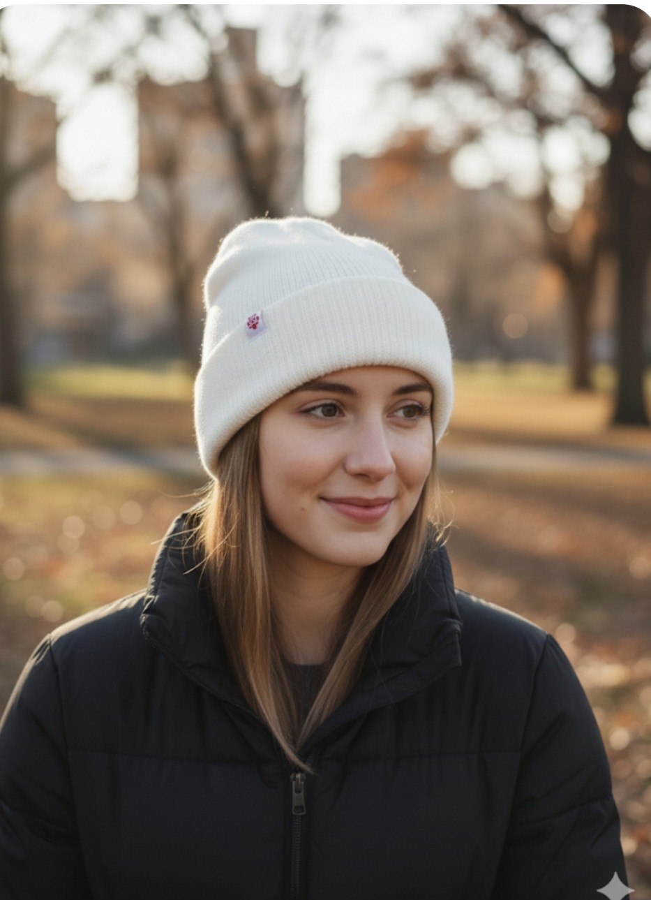 ​Hot Paws Adult Cream White Knit Beanie – One Size