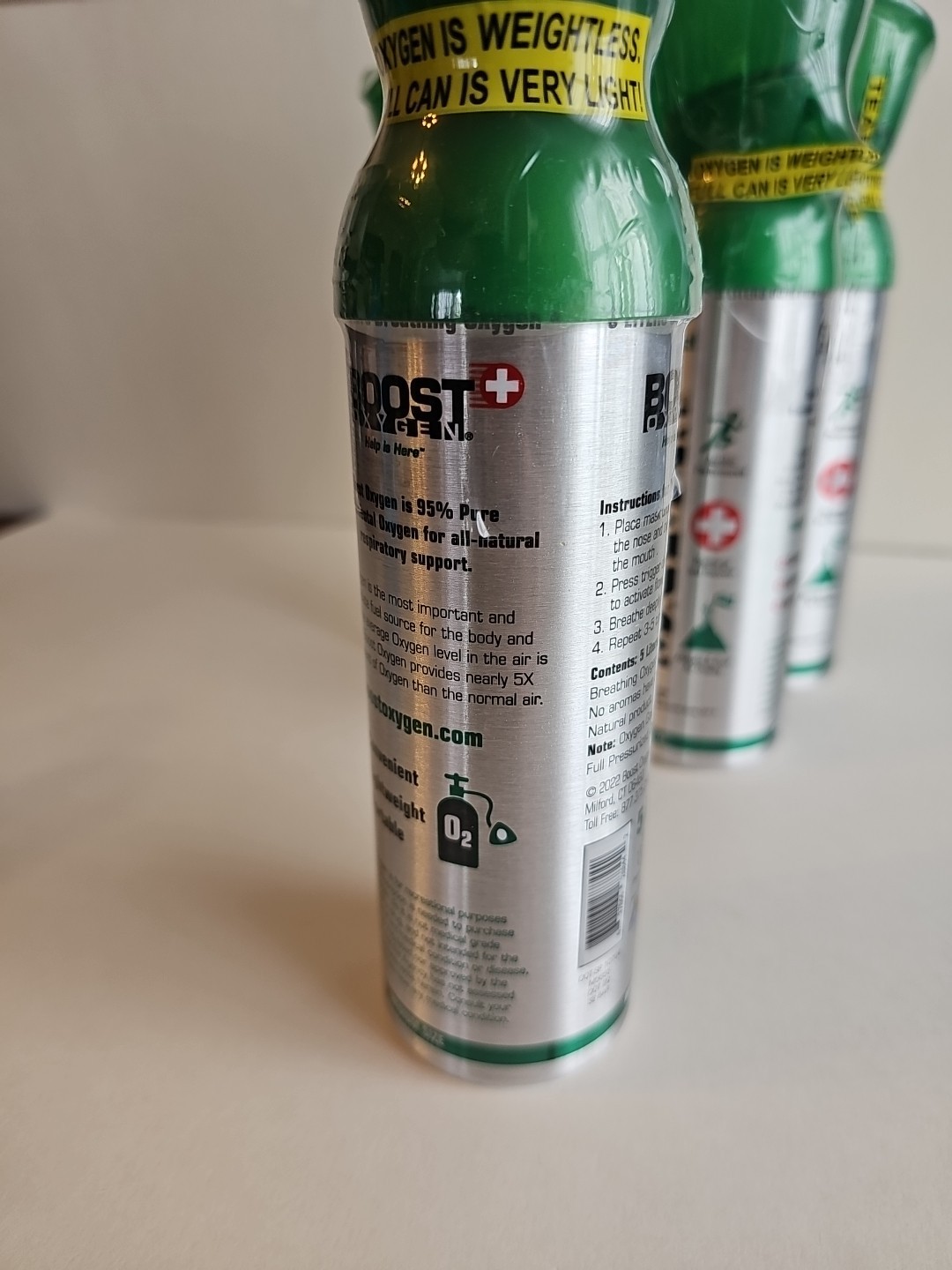 5- Boost Oxygen 95% Pure Oxygen 5 Liters, 5 Bulk Pack, Natural, New & Sealed