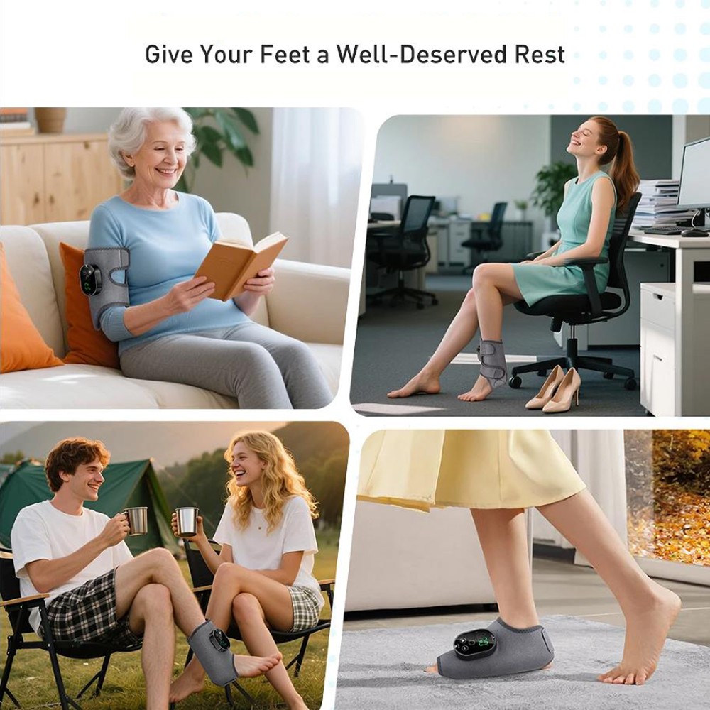 2pcs Electric Foot Ankle Massager Pain Relief 6 Heat Levels, 3 Vibration Modes