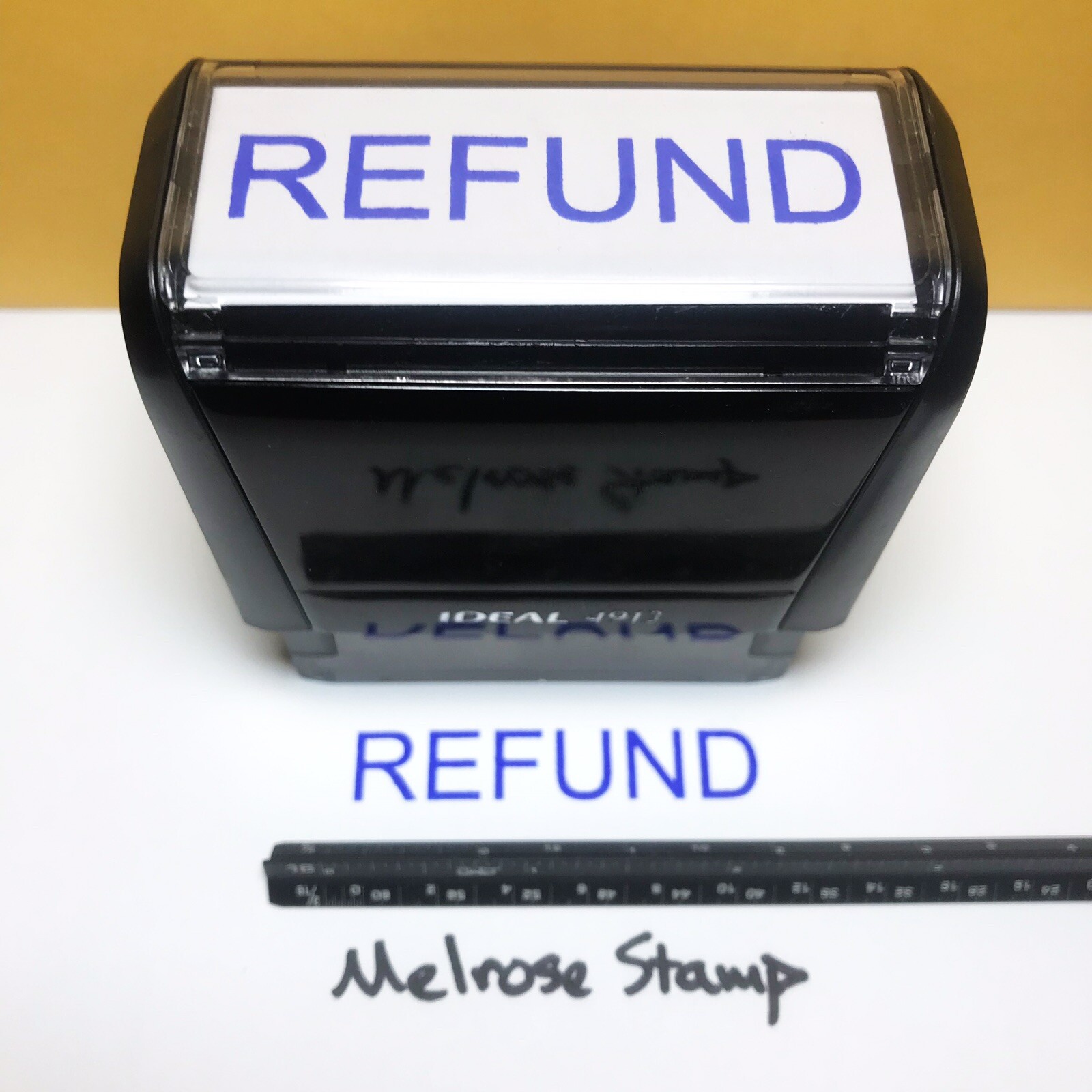 Refund Rubber Stamp Blue Ink Self Inking Ideal 4913