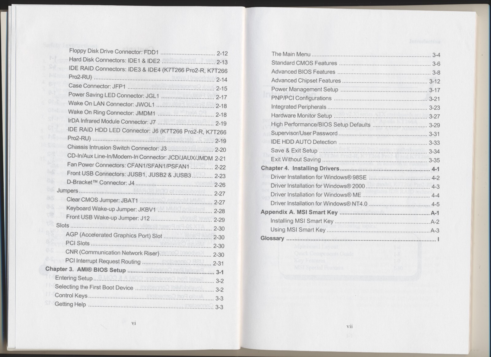 K7T266 Pro2 User's Manual ONLY - MSI Mainboard for AMD Athlon Duron Processor
