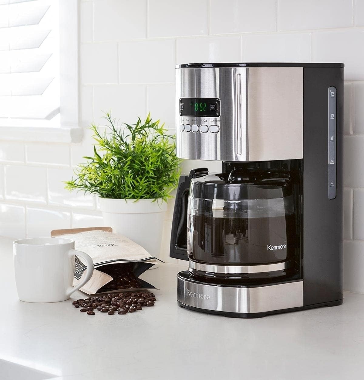 Drip Coffee Maker - 12 Cup Programmable Cafe Machine With Glass Pot